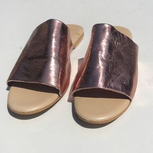 Pink Metallic Slide Sandals